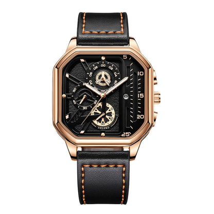 Men's Quartz Watch - 's Vintage Large Square Dial Date Calendar, Analog Wristwatch for Business - product detail view 5