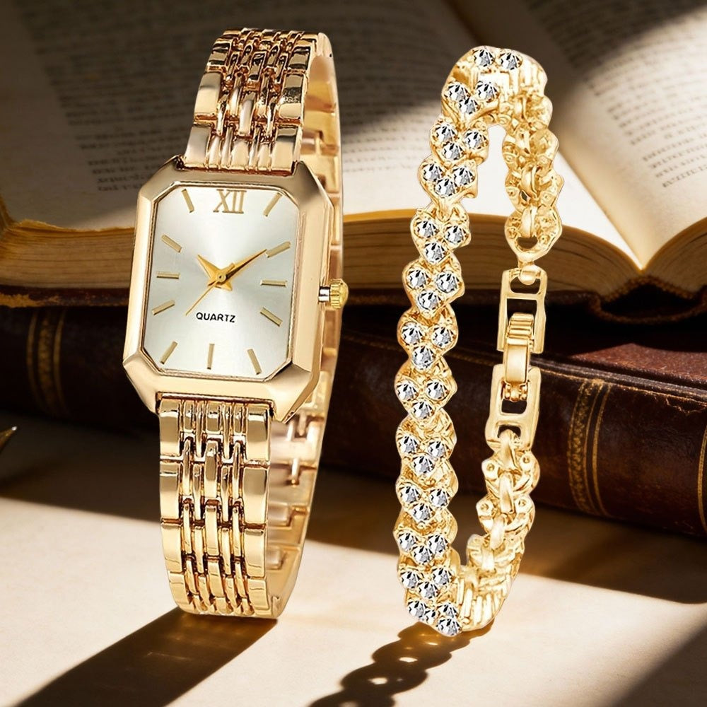Women's Quartz Watch - Set 2pcs Vintage Heart-Shaped Chain Elegant Pointer Style Ladies - product detail view 2