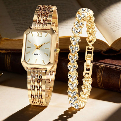 Women's Quartz Watch - Set 2pcs Vintage Heart-Shaped Chain Elegant Pointer Style Ladies - product detail view 2