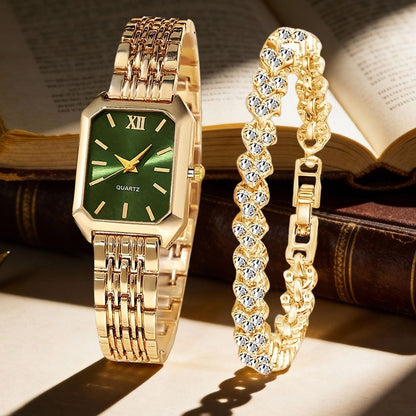 Women's Quartz Watch - Set 2pcs Vintage Heart-Shaped Chain Elegant Pointer Style Ladies - product detail view 5