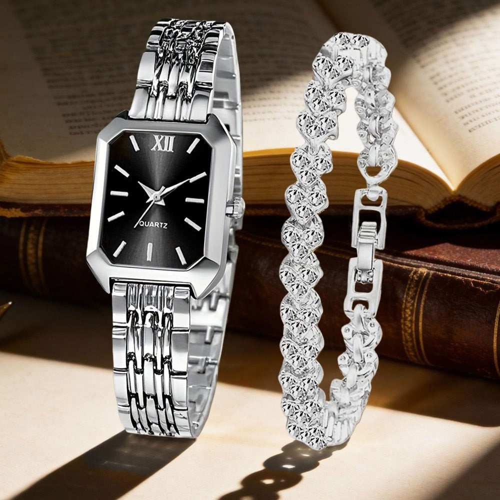 Women's Quartz Watch - Set 2pcs Vintage Heart-Shaped Chain Elegant Pointer Style Ladies - product detail view 9