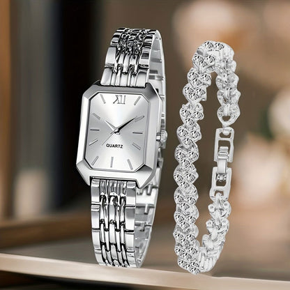 Women's Quartz Watch - Set 2pcs Vintage Heart-Shaped Chain Elegant Pointer Style Ladies - product detail view 15