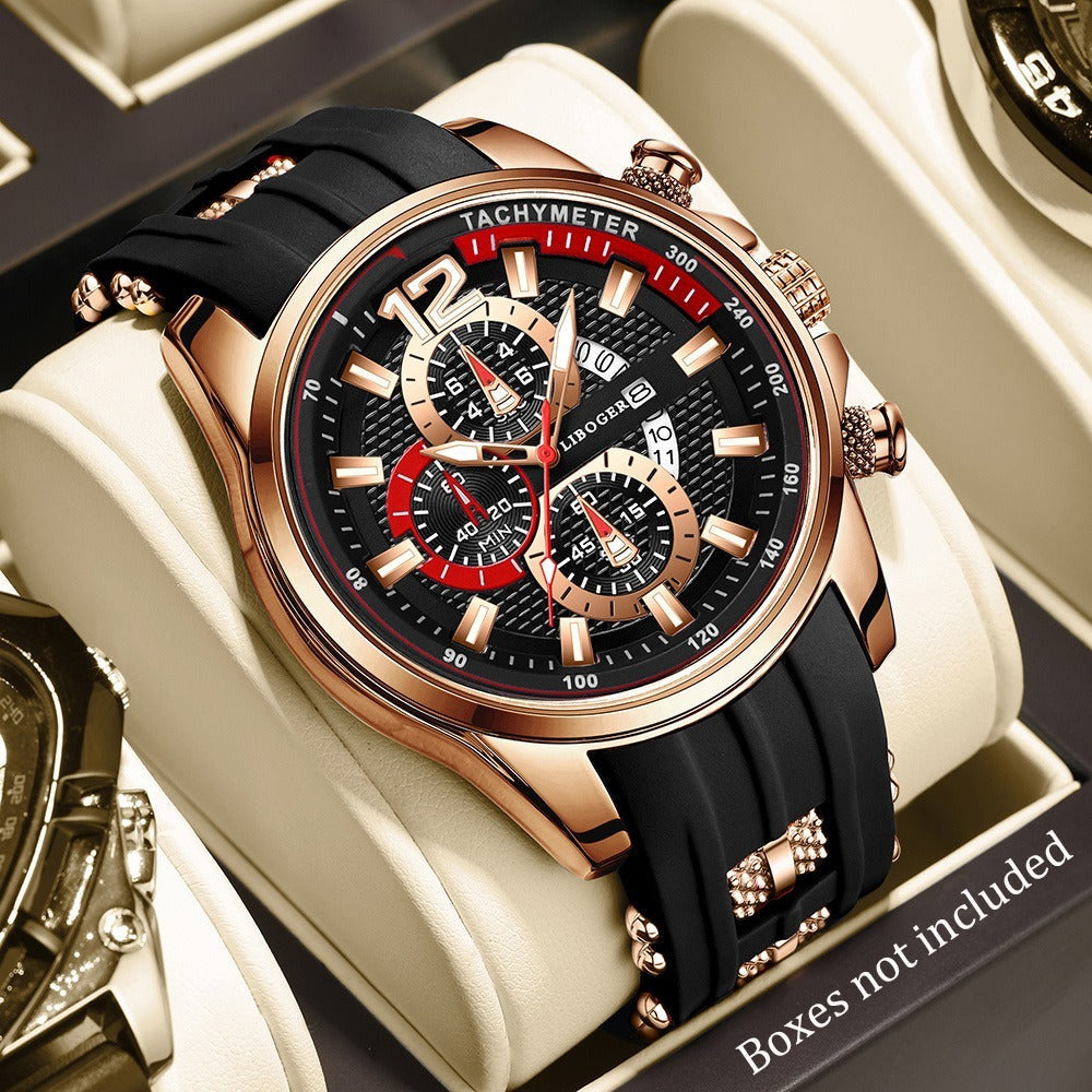 Men's Quartz Watch - Silicone for Fashion Casual Date Display Sport Wristwatch Sporty Design - product detail view 4