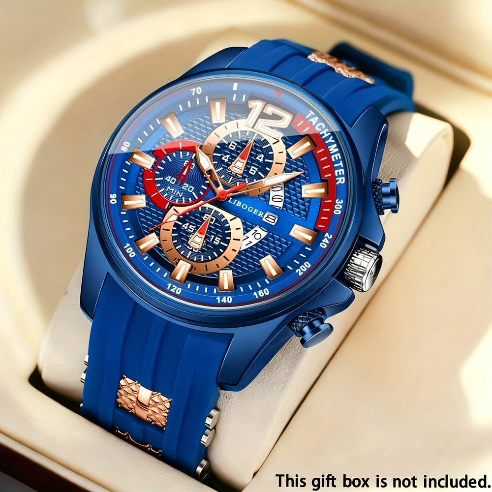 Men's Quartz Watch - Silicone for Fashion Casual Date Display Sport Wristwatch Sporty Design - product detail view 9