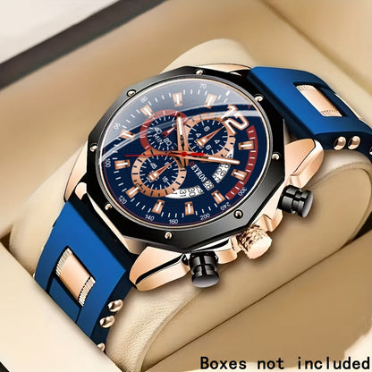 Men's Quartz Watch - Silicone for Fashion Casual Date Display Sport Wristwatch Sporty Design - product detail view 19
