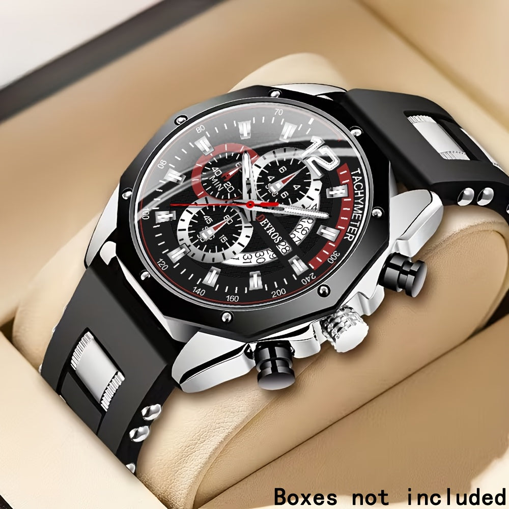 Men's Quartz Watch - Silicone for Fashion Casual Date Display Sport Wristwatch Sporty Design - product detail view 52