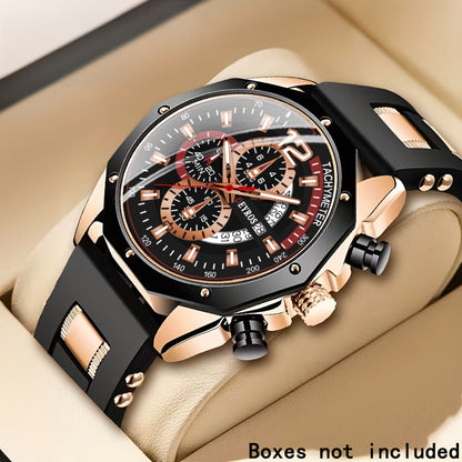 Men's Quartz Watch - Silicone for Fashion Casual Date Display Sport Wristwatch Sporty Design - product detail view 54