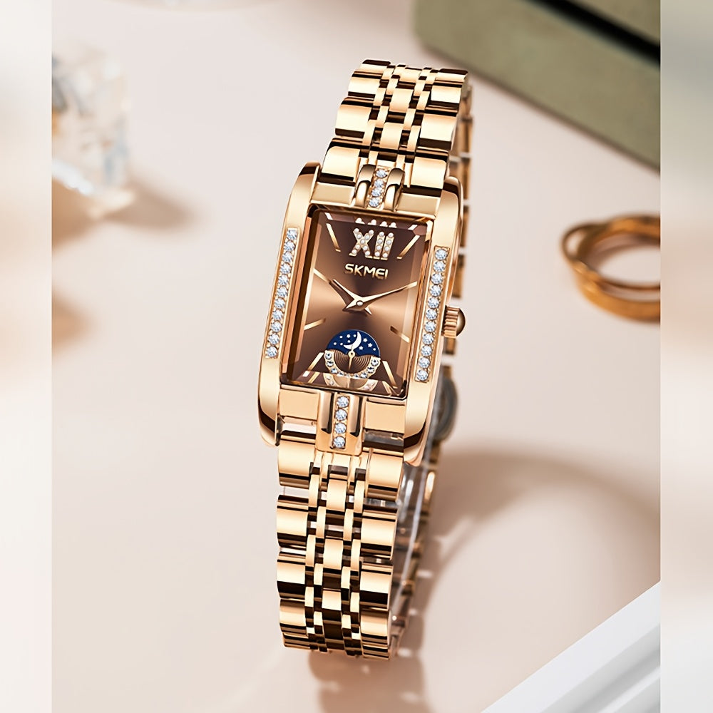 Women's Quartz Watch - Square for Star Dial Stainless Steel Bracelet Analog Wristwatch Elegant - product detail view 20