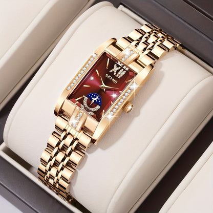 Women's Quartz Watch - Square for Star Dial Stainless Steel Bracelet Analog Wristwatch Elegant - product detail view 22