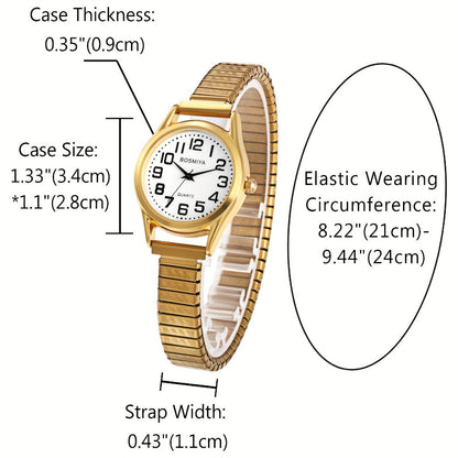 Men's Quartz Watch - Stretch Elastic Expandable Strap Analog Wristwatch Large Arabic Numerals - product detail view 3