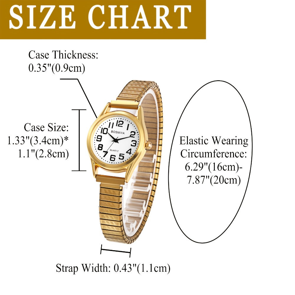Men's Quartz Watch - Stretch Elastic Expandable Strap Analog Wristwatch Large Arabic Numerals - product detail view 7