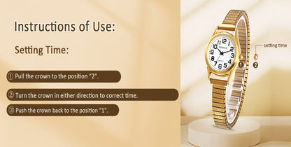 Men's Quartz Watch - Stretch Elastic Expandable Strap Analog Wristwatch Large Arabic Numerals - product detail view 18