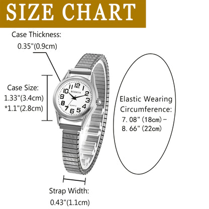 Men's Quartz Watch - Stretch Elastic Expandable Strap Analog Wristwatch Large Arabic Numerals - product detail view 21