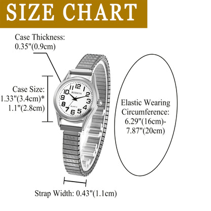 Men's Quartz Watch - Stretch Elastic Expandable Strap Analog Wristwatch Large Arabic Numerals - product detail view 22