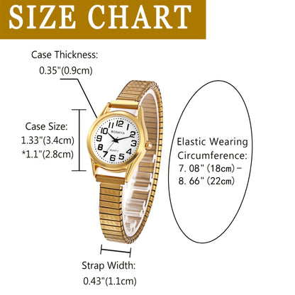 Men's Quartz Watch - Stretch Elastic Expandable Strap Analog Wristwatch Large Arabic Numerals - product detail view 24