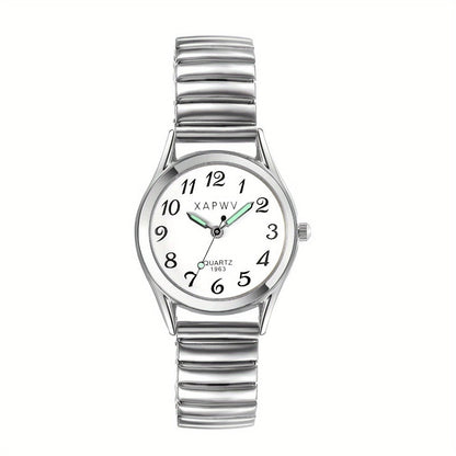Women's Quartz Watch - Stretch Strap for Girls Elastic Alloy Band Wristwatch Luminous Hands Large - product detail view 3
