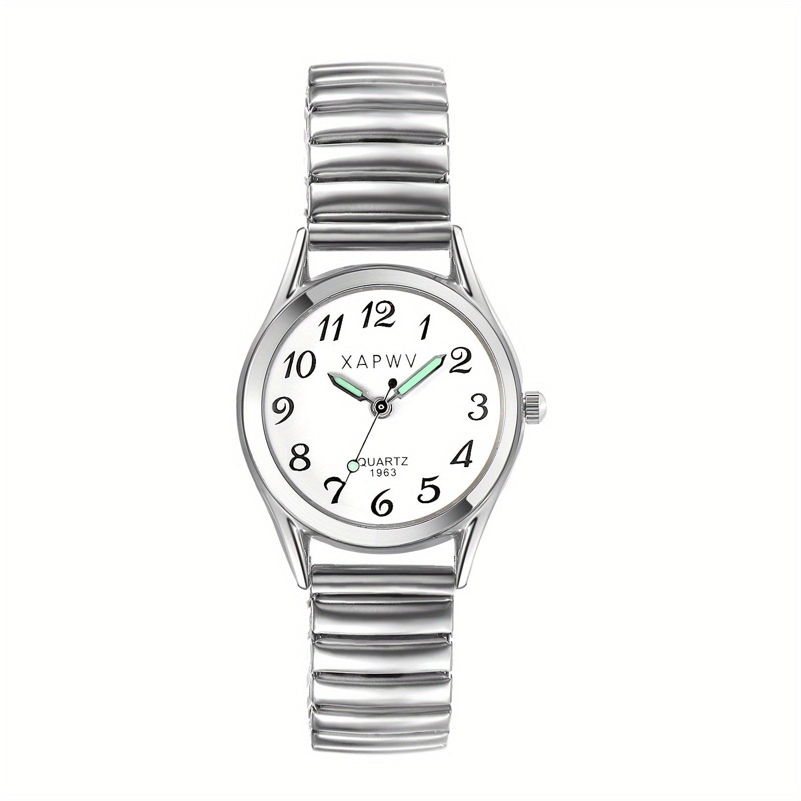Women's Quartz Watch - Stretch Strap for Girls Elastic Alloy Band Wristwatch Luminous Hands Large - product detail view 21
