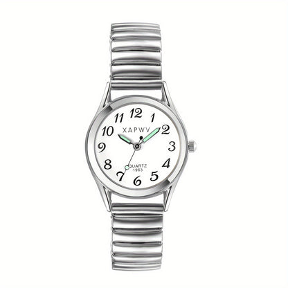 Women's Quartz Watch - Stretch Strap for Girls Elastic Alloy Band Wristwatch Luminous Hands Large - product detail view 21