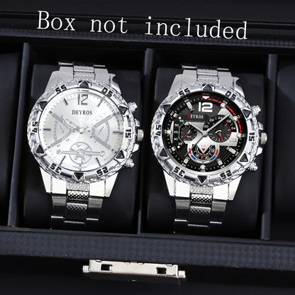 Men's Quartz Watch - Vintage Stainless Steel Set for 2pcs World Time Round Dial Battery Powered - product detail view 15