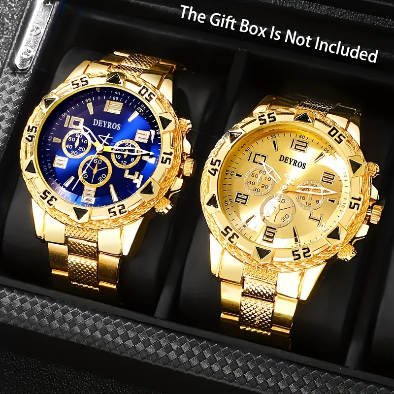 Men's Quartz Watch - Vintage Stainless Steel Set for 2pcs World Time Round Dial Battery Powered - product detail view 16