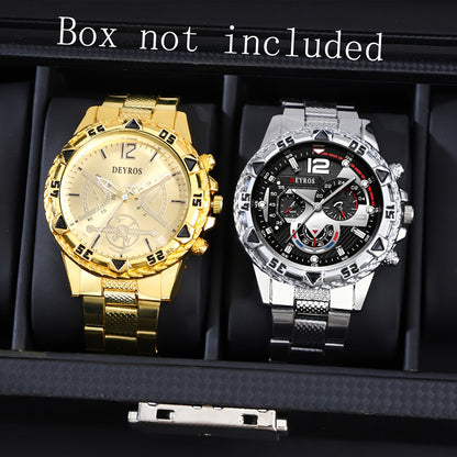 Men's Quartz Watch - Vintage Stainless Steel Set for 2pcs World Time Round Dial Battery Powered - product detail view 17