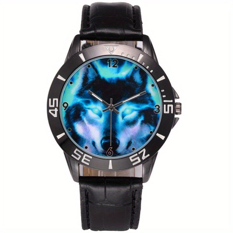 Men's Quartz Watch - Wolf for Women Wild Animal Faux Leather Strap Wristwatch Fashion Casual - product detail view 10