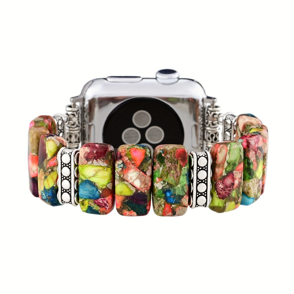 Women's Watch - Apple Band for Boho Beaded Handcrafted Natural Stone Elastic Bracelet - main product view