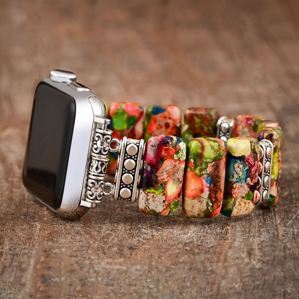 Women's Watch - Apple Band for Boho Beaded Handcrafted Natural Stone Elastic Bracelet - product detail view 3