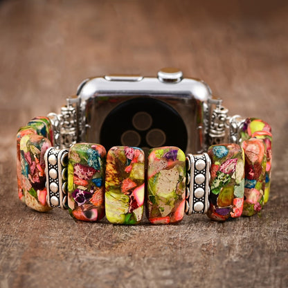 Women's Watch - Apple Band Natural Stone Boho Beaded Bracelet for Handmade Elastic Rope - product detail view 4