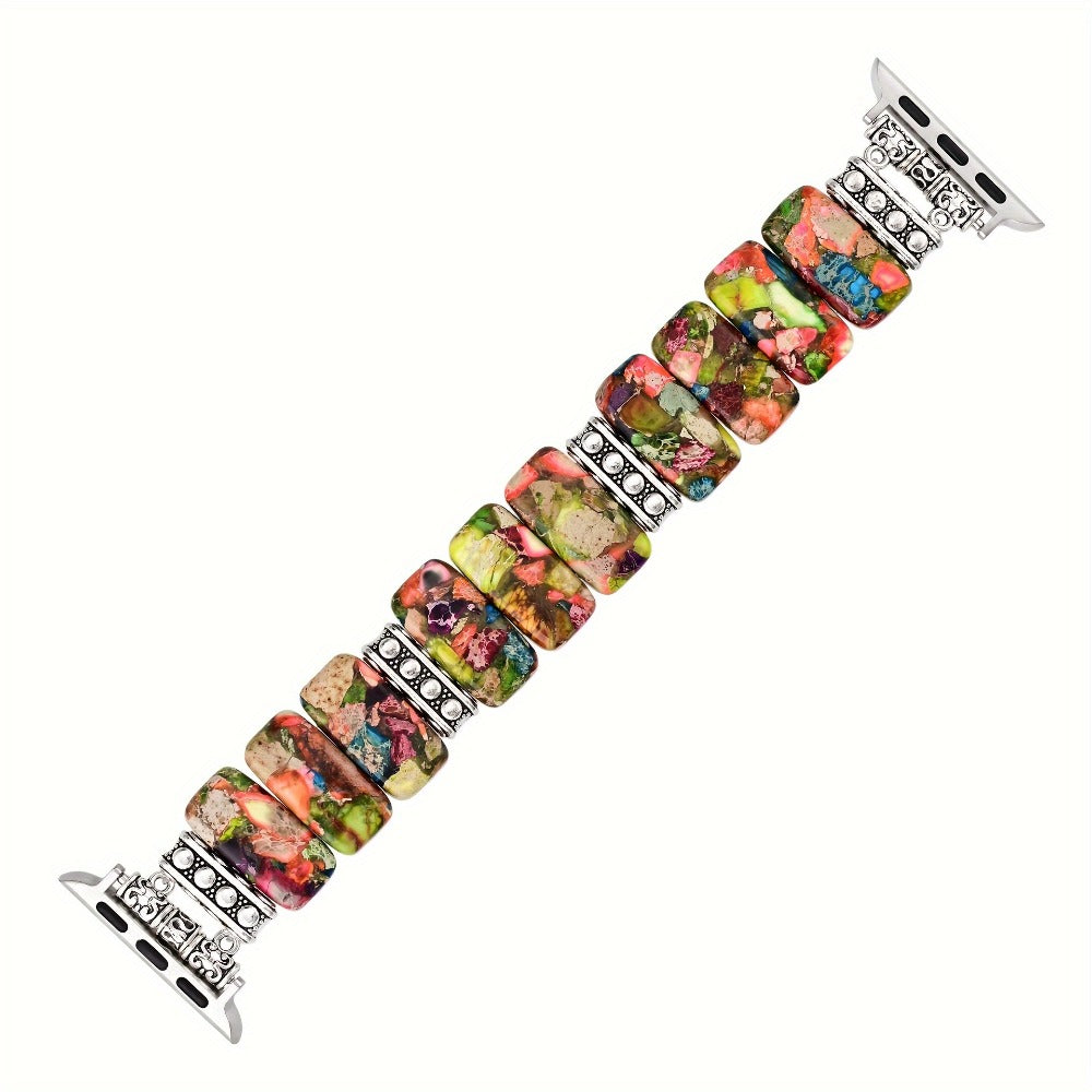 Women's Watch - Apple Band Natural Stone Boho Beaded Bracelet for Handmade Elastic Rope - product detail view 9