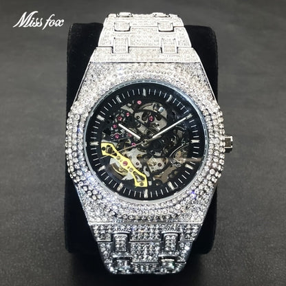 Men's Watch - Iced Out Automatic Mechanical for & Women Hip Hop Luxury Large Dial, Full - main product view