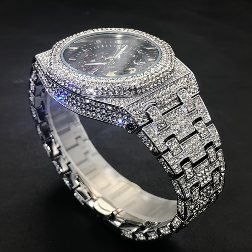 Men's Watch - Iced Out Automatic Mechanical for & Women Hip Hop Luxury Large Dial, Full - product detail view 2