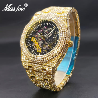 Men's Watch - Iced Out Automatic Mechanical for & Women Hip Hop Luxury Large Dial, Full - product detail view 5