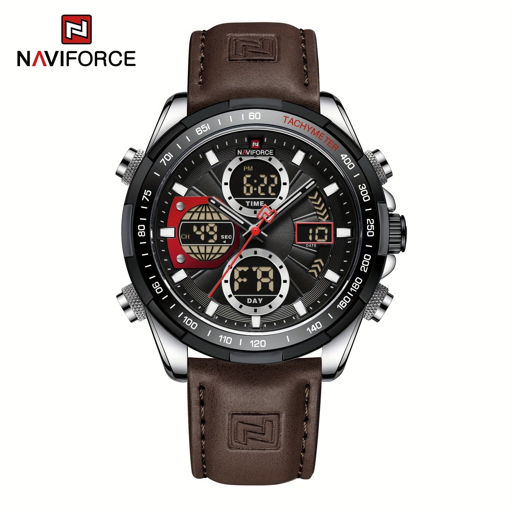 Men's Watch - NAVIFORCE 's Dual Display Genuine Leather Strap Multifunctional Sport - product detail view 21