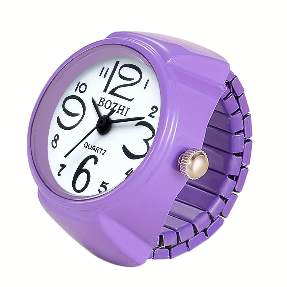 Men's Watch - Ring Large Digital Dial Elastic Band Handmade Finger Unisex Fashion - product detail view 5