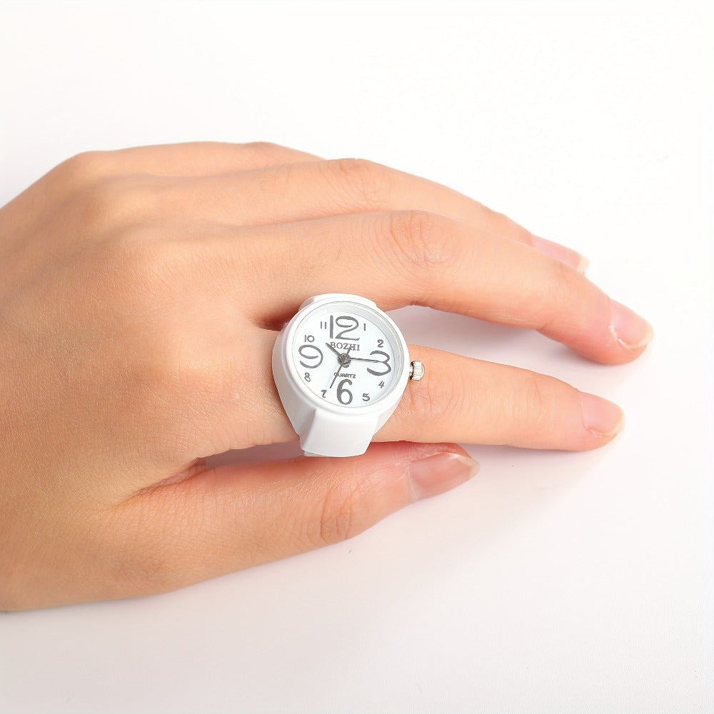 Men's Watch - Ring Large Digital Dial Elastic Band Handmade Finger Unisex Fashion - product detail view 7