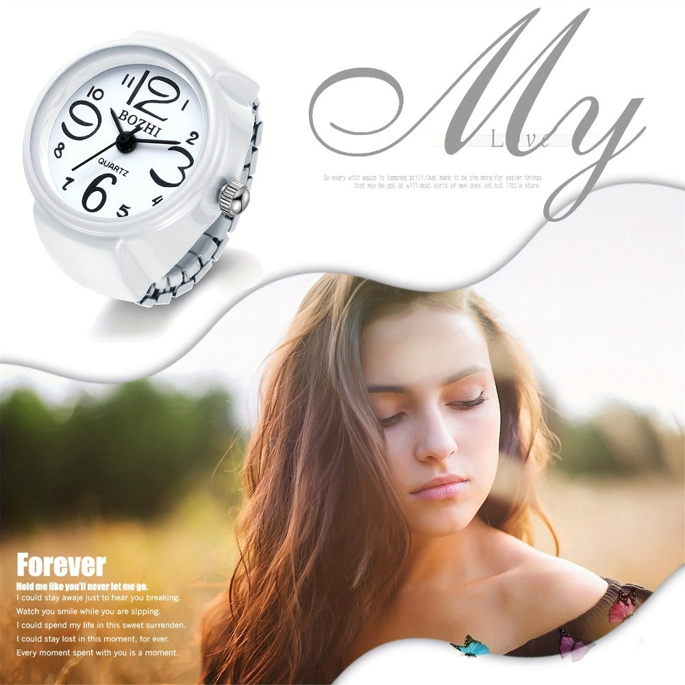 Men's Watch - Ring Large Digital Dial Elastic Band Handmade Finger Unisex Fashion - product detail view 12