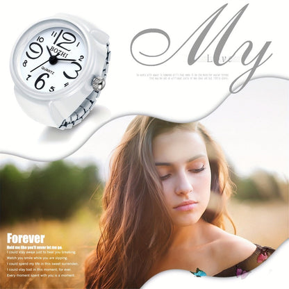 Men's Watch - Ring Large Digital Dial Elastic Band Handmade Finger Unisex Fashion - product detail view 12