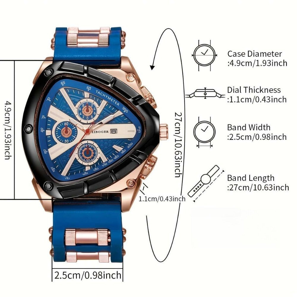 Men's Watch - 's 2-Piece Set Triangle Dial Silicone Strap & Retro Square Dial Faux - product detail view 4