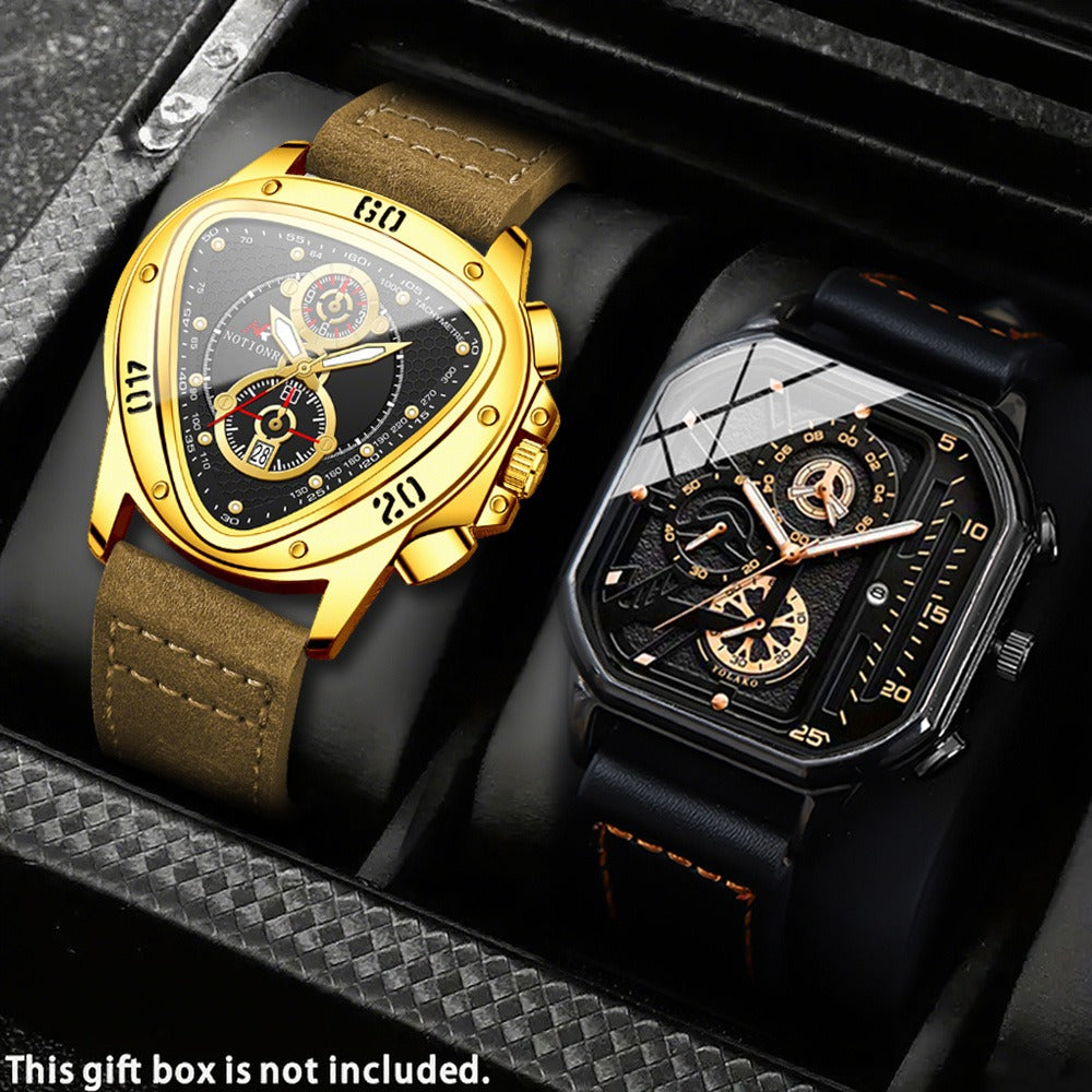 Men's Watch - 's 2-Piece Set Triangle Dial Silicone Strap & Retro Square Dial Faux - product detail view 9