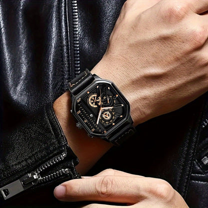Men's Watch - 's 2-Piece Set Triangle Dial Silicone Strap & Retro Square Dial Faux - product detail view 12