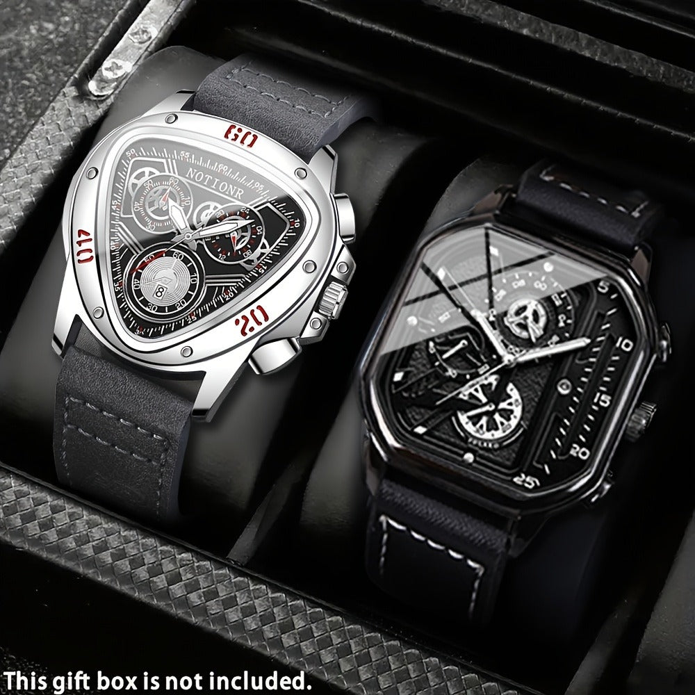 Men's Watch - 's 2-Piece Set Triangle Dial Silicone Strap & Retro Square Dial Faux - product detail view 16