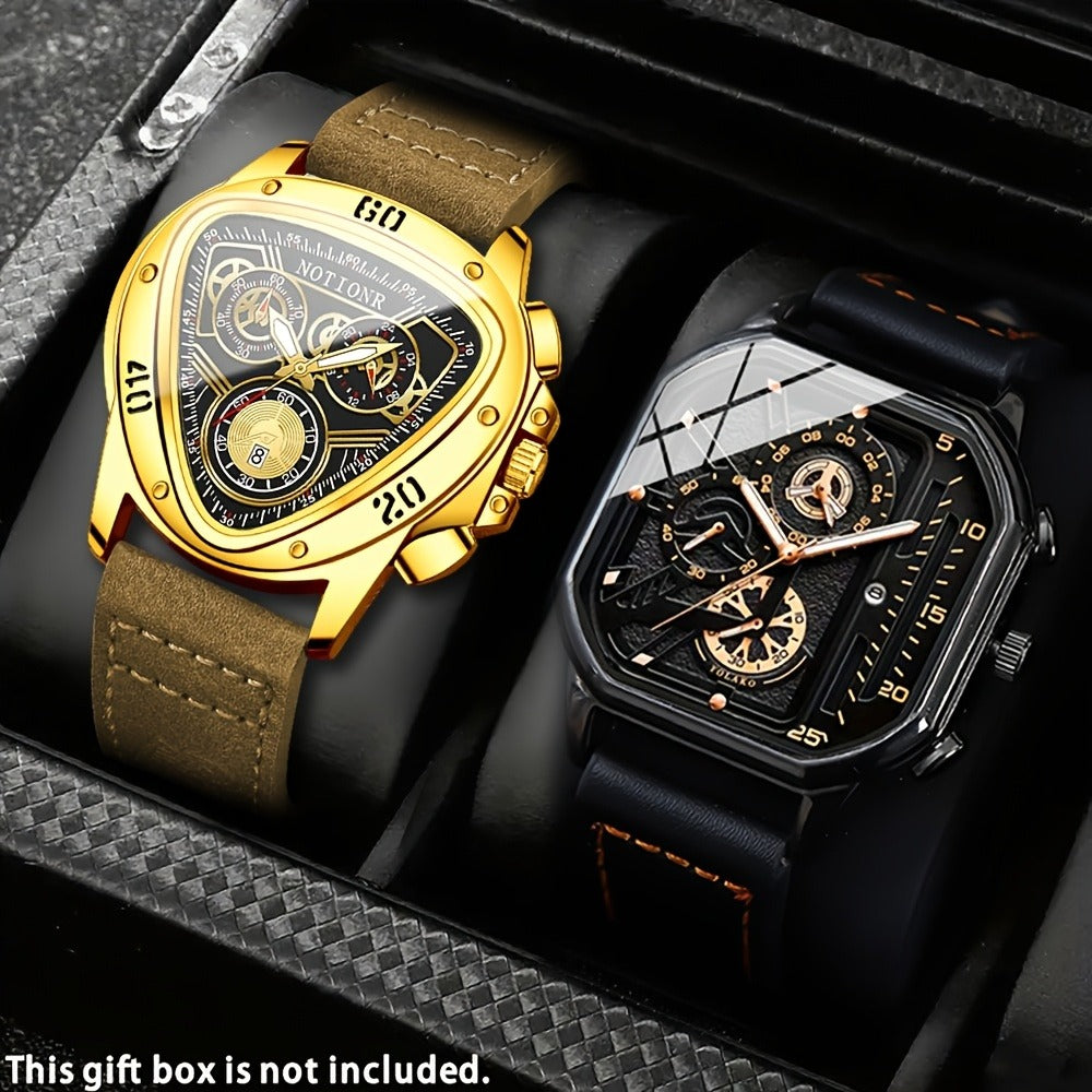 Men's Watch - 's 2-Piece Set Triangle Dial Silicone Strap & Retro Square Dial Faux - product detail view 18