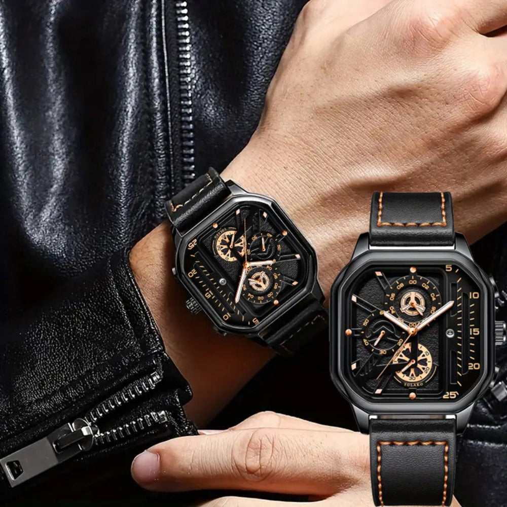 Men's Watch - 's 2-Piece Set Triangle Dial Silicone Strap & Retro Square Dial Faux - product detail view 20