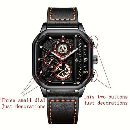 Men's Watch - 's 2-Piece Set Triangle Dial Silicone Strap & Retro Square Dial Faux - product detail view 21