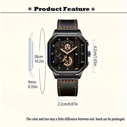 Men's Watch - 's 2-Piece Set Triangle Dial Silicone Strap & Retro Square Dial Faux - product detail view 22