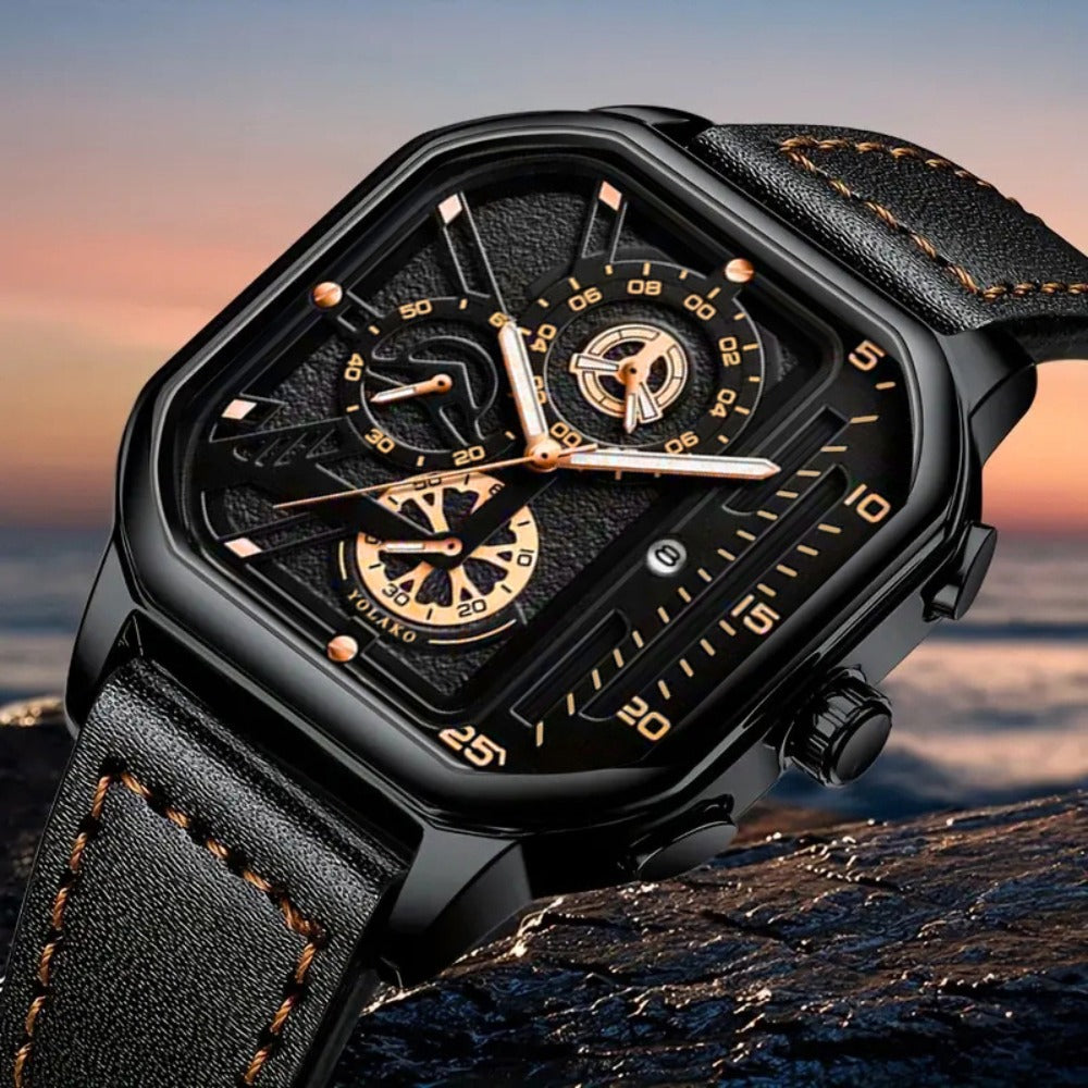 Men's Watch - 's 2-Piece Set Triangle Dial Silicone Strap & Retro Square Dial Faux - product detail view 23