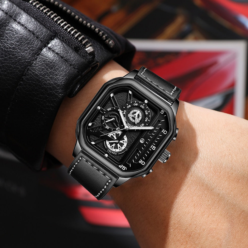 Men's Watch - 's 2-Piece Set Triangle Dial Silicone Strap & Retro Square Dial Faux - product detail view 27