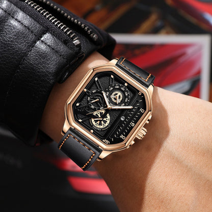 Men's Watch - 's 2-Piece Set Triangle Dial Silicone Strap & Retro Square Dial Faux - product detail view 28