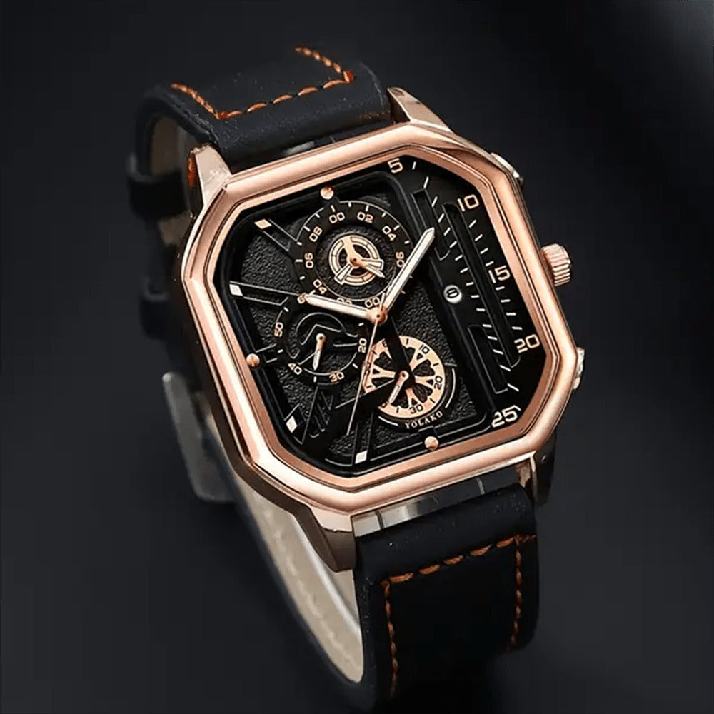 Men's Watch - 's 2-Piece Set Triangle Dial Silicone Strap & Retro Square Dial Faux - product detail view 29